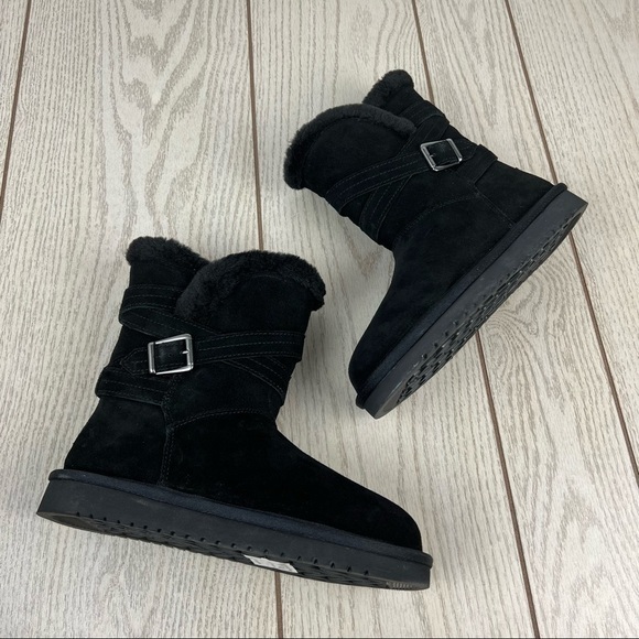 Koolaburra By UGG Women's Delene Wrap Buckle Strap Booties US6 Black Suede $100 - Picture 6 of 11